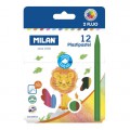 西班牙Milan 12色三角蠟筆(包含2種熒光色) 022T12