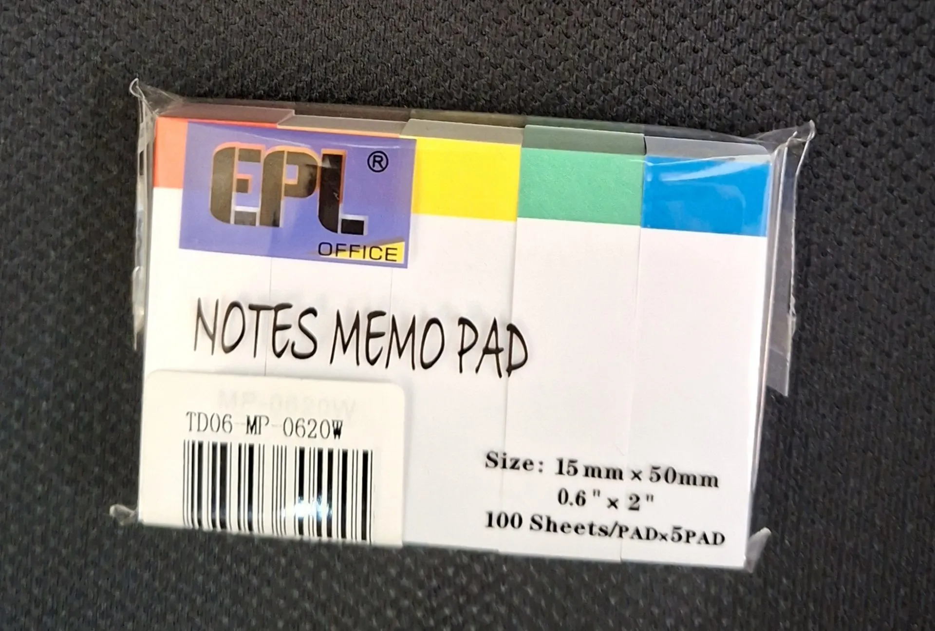 EPL MP-0620W 5色便條紙 50mmx15mm (100張x5)