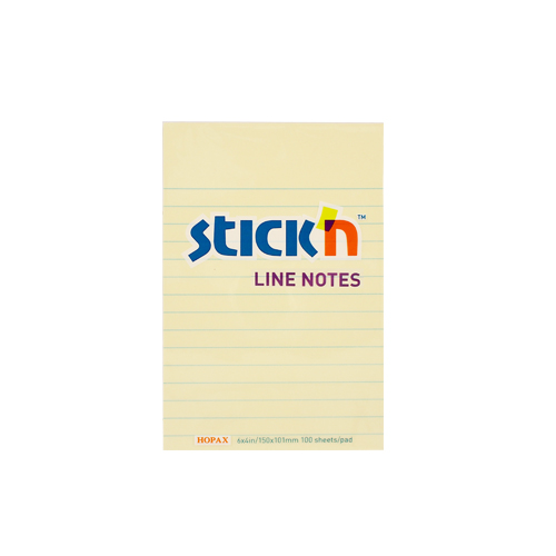 Stick'N 黃色單行便條紙 4"x6" (100張) #21056