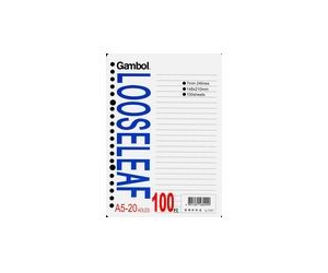 GAMBOL A5 20孔活頁單行紙 @@100'S