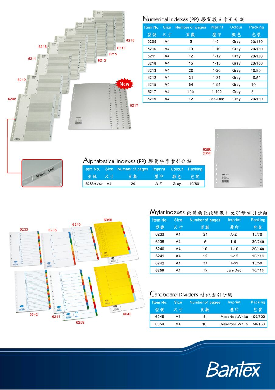 BANTEX A4 12色膠質索引分類 #6022