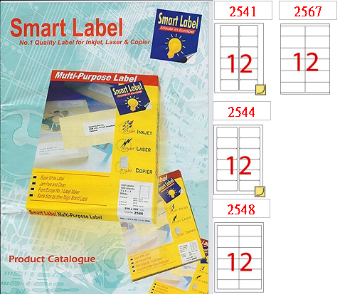 Smart Label  噴墨+鐳射+影印三用標籤 (100張)  (2x6) K12