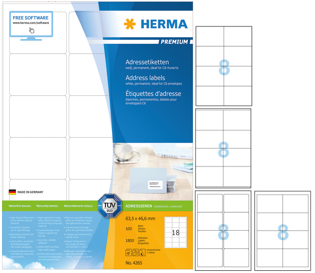 HERMA 多用途列印標籤 (100張) (2x4)  K8