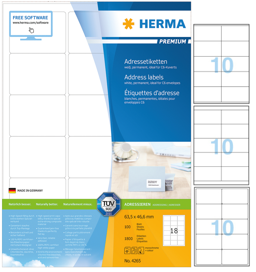 HERMA 多用途列印標籤 (100張) (2x5)  K10