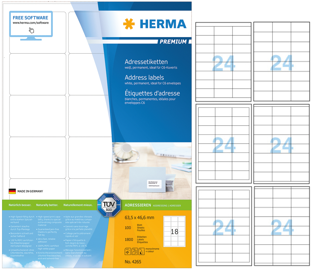 HERMA 多用途列印標籤 (100張) (3x8)  K24