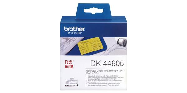 Brother DK系列標籤帶 - 62mmx30M - 可移除  紙質 黃底黑字 - DK44605