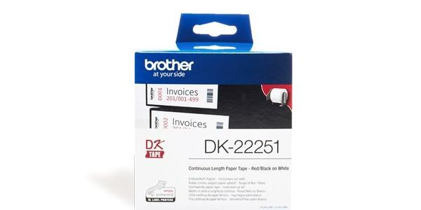 Brother DK系列標籤帶 - 62mmx15M -  紙質 白底黑字及紅字 - DK22251
