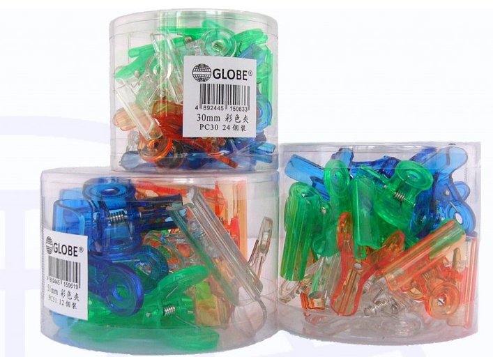 GLOBE  PC 63 彩色膠夾 -  63mm (2-1/2") (12個)