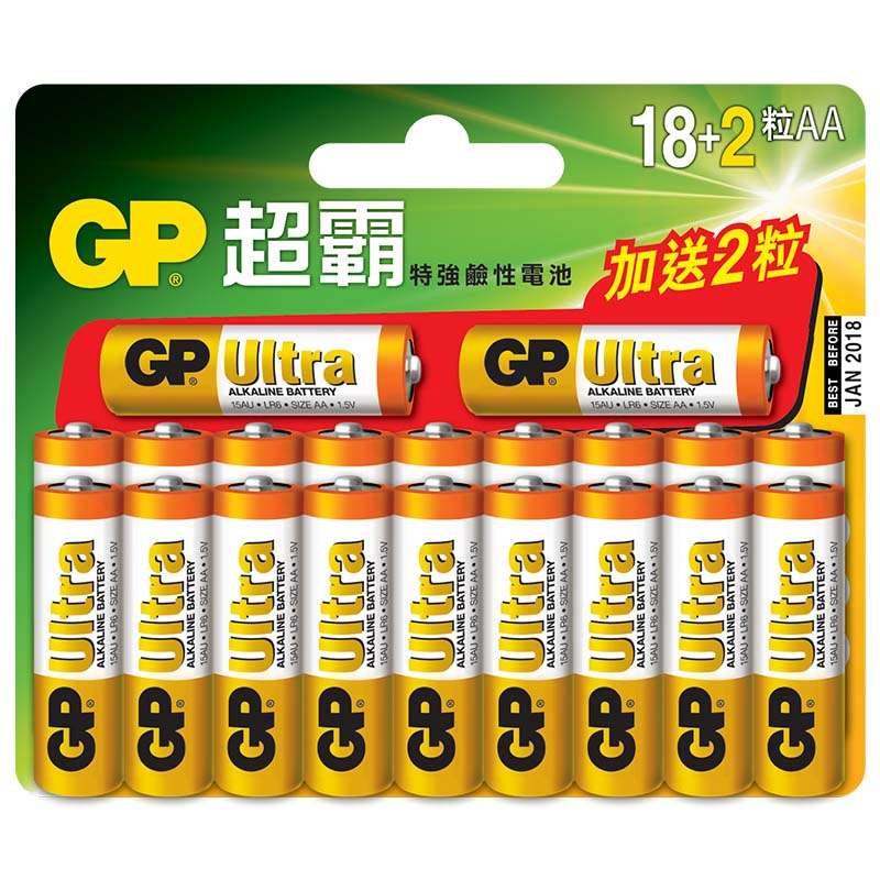 GP 超霸特強鹼性電池 AA (18粒裝)