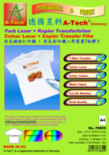 德國星科 A-Tech F6856 A3 彩色鐳射+彩色影印二用熨畫T恤膠片 (適用於白色或淺色衣服) - 5張裝
