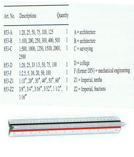 Faber-Castell #853-A 比例尺 (1:20-125)