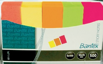 BANTEX 16711 STICKY NOTES  (50 x 15mm) 5 color