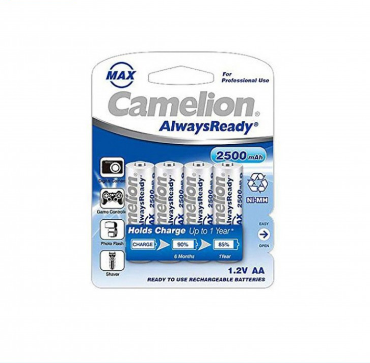 Camelion AlwaysReady 鎳氫耐用充電池 AA2500mAH (4粒) (全年防走電環保充電池)