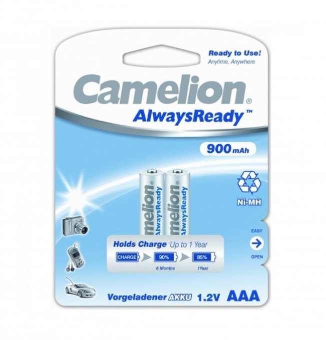 Camelion AlwaysReady 鎳氫耐用充電池 AAA900mAH (4粒) (全年防走電環保充電池)