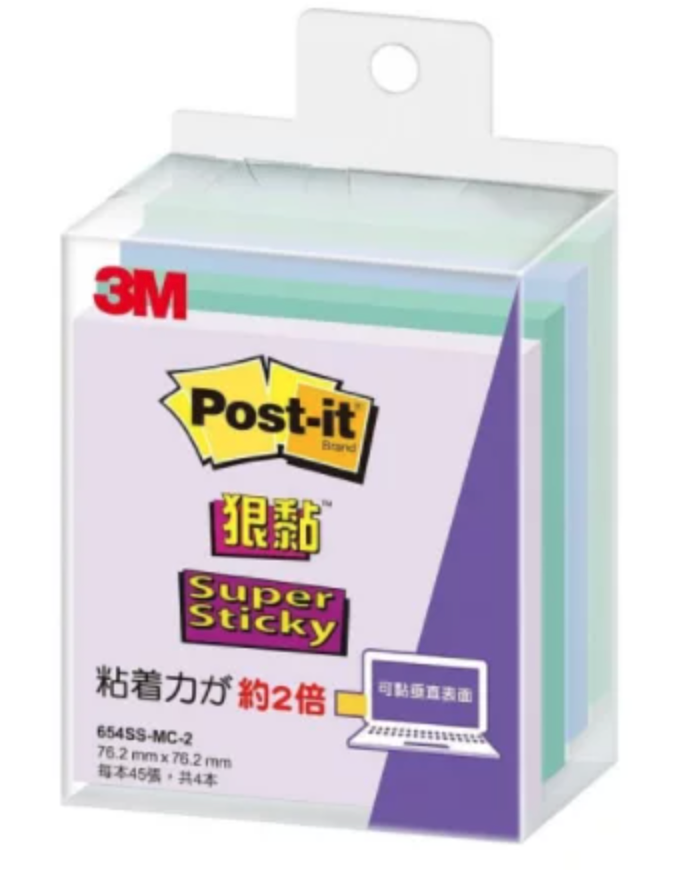 3M Post-it 654SS-MC-2 便利貼狠黏便條紙/ 淡紫+青綠+淺藍+淺綠