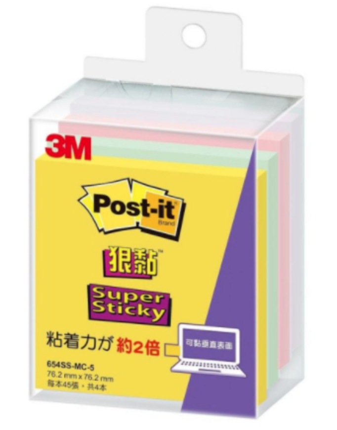 3M Post-it 654SS-MC-5 便利貼狠黏便條紙/ 黃+淺綠+淺粉+淡紫