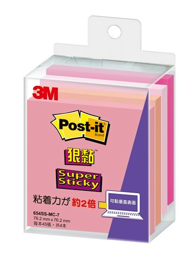 3M Post-it 654SS-MC-7 便利貼狠黏便條紙/ 粉紅+杏+淺粉+紫