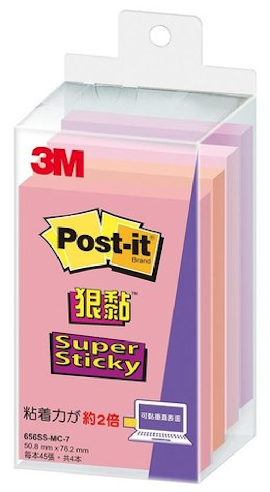 3M Post-it 656SS-MC-7 便利貼狠黏便條紙/ 粉紅+杏+淺粉+紫