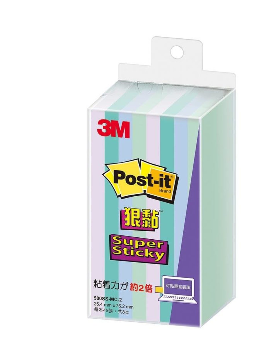 3M Post-it 500SS-MC-2 便利貼狠黏標籤紙/ 淡紫+青綠+淺藍+淺綠