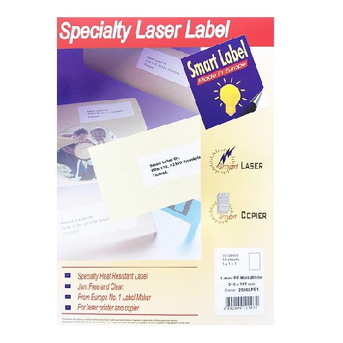 Smart Label 2586LPE1 A4 鐳射啞面膠質Label 白色 (防水) 10張